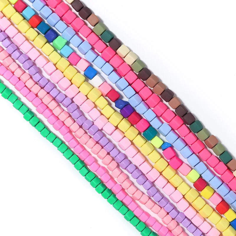 60-85 Teile/los 5/6mm Quadratische Polymer Clay Perlen Handgemachte Lose Spacer Perlen für Schmuck Machen DIY armbänder Halskette Zubehör