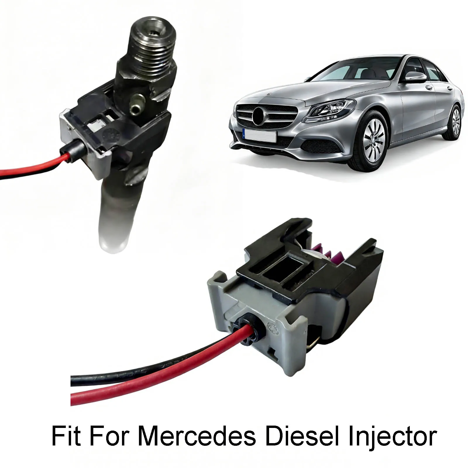 4Pcs 2-Pin Diesel Injector Connector Plugs With Wires 51277434 For Mercedes Benz C-Class E-Class Sprinter Replacement 13816706