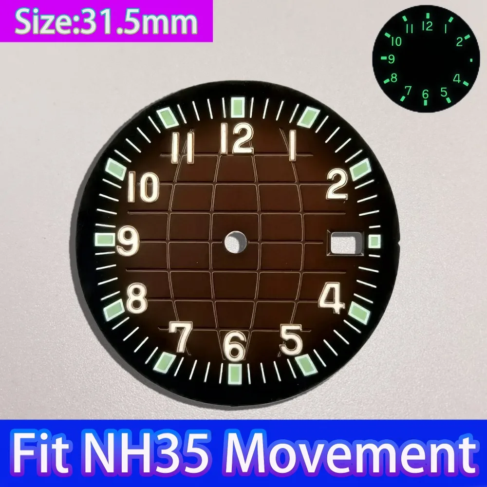 31.5mm Green Luminous Dial For NH35 NH36 Movement High Quality Men's Watch Mod Parts Accessories Replacement Repair Tools view 4