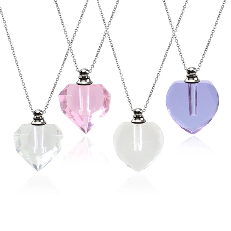 1PC Crystal Bottle Necklace Perfume Jar Pendant Ash Locket Essential Oil Chain Openable Necklace Crystal Jewelry Women Gift
