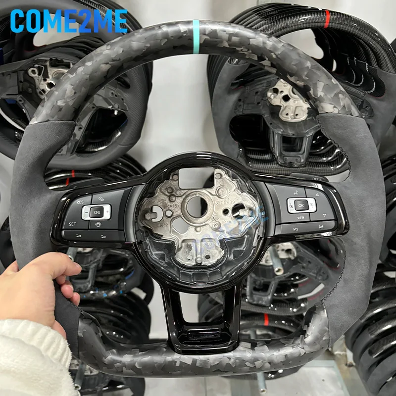 Car Carbon Accessories for Volkswagen VW Golf 7 GTI R GTD MK7 GTD LED Forged Carbon fiber Sports Steering Wheel