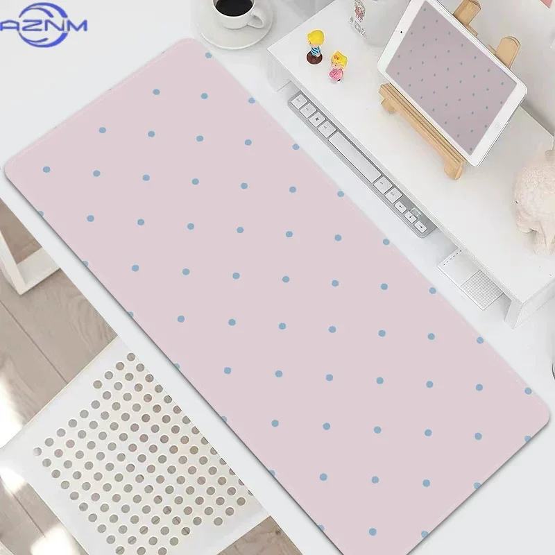 Minimalist Polka Dots Silicone Gaming Mouse Pad Large Table Mausepad With Seamed Anti-slip Base Rubber Office Computer Desk Mat