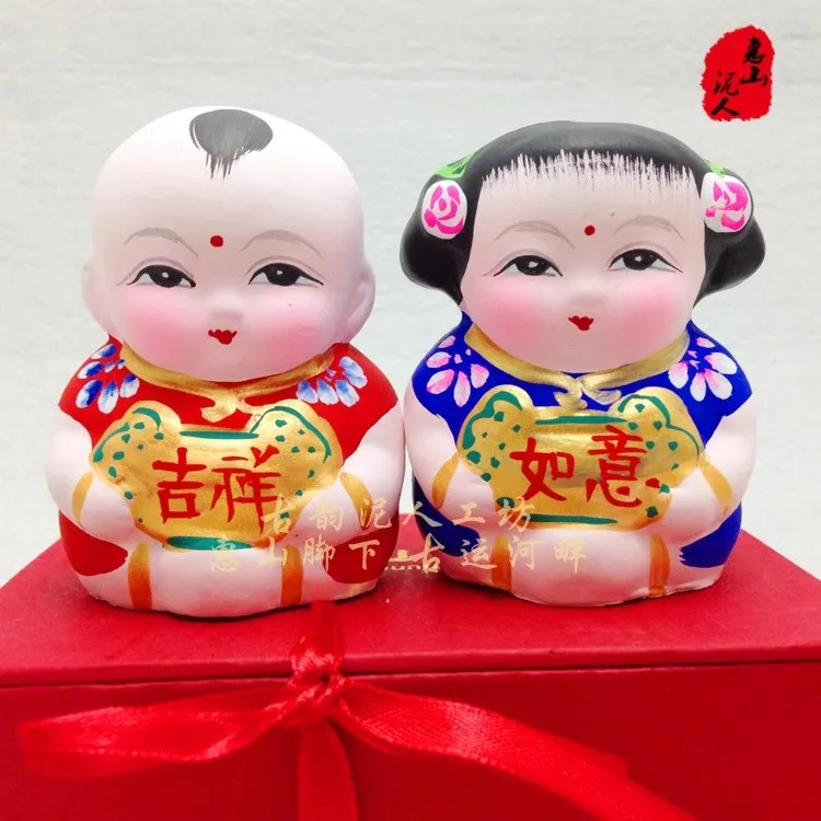 Wu Xi Hui Shan Clay Figurine Gift Specialty Folk Craft Rich Auspicious A Fu Wuxi Clay Doll Chinese Local Specialty