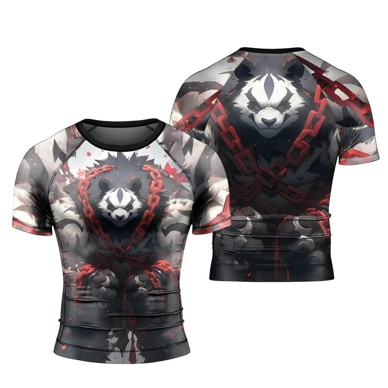 Y2K Compression Shirt Men Fitness Gym Animal Sport Running T-Shirt Tops Tee Quick Dry Short Sleeve T-Shirt For Men Clothing 2025
