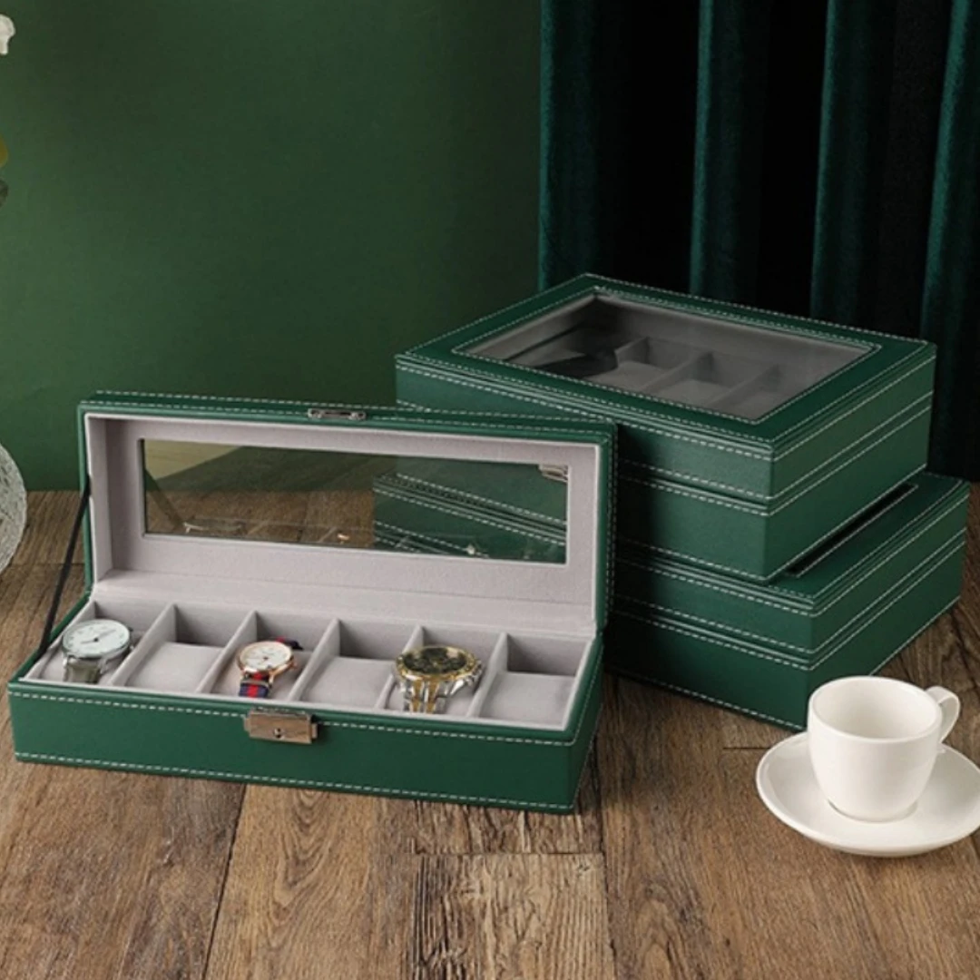 6-Bits Watch Storage Box PU Leather Watch Display Box Household Holiday Packaging Gift Box for Seiko Automatic Quartz Watch