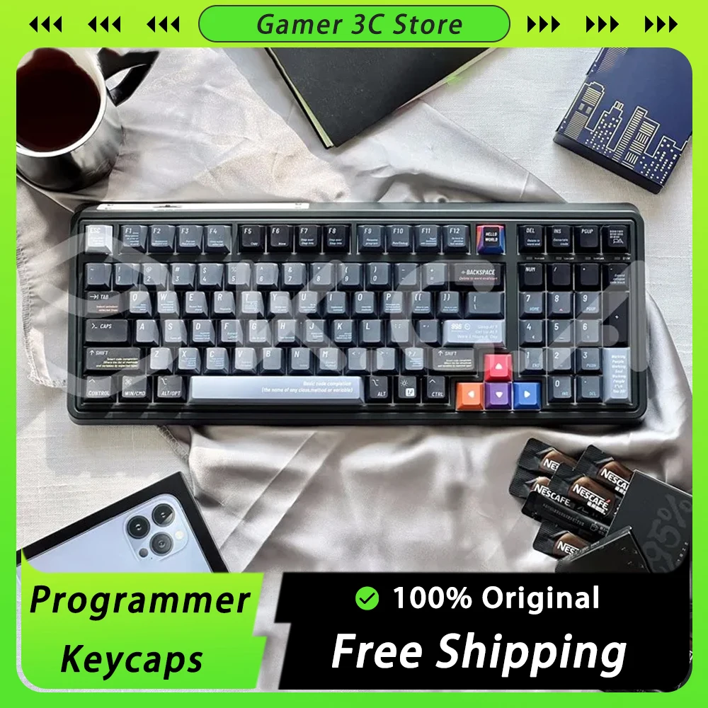 

KCA Programmer Keycaps Cherry Height Sublimation 140 Key Gaming Mechanical Keyboard Keycaps PBT Keycap Set Pc Gamer Accessories