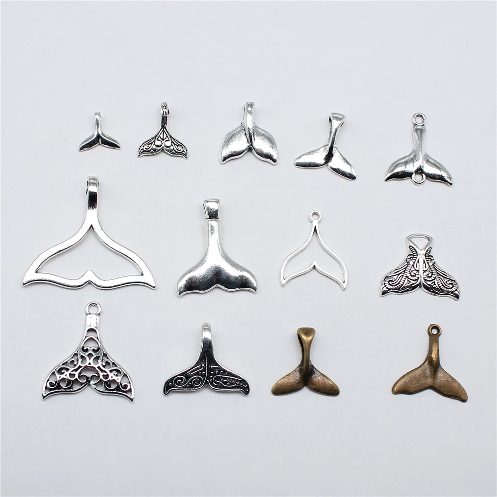 20 sztuk ogon wieloryba Charms do tworzenia biżuterii antyczne srebro kolorowe wisiorki DIY rzemiosło dokonywanie ustaleń Handmade biżuteria tybetańska