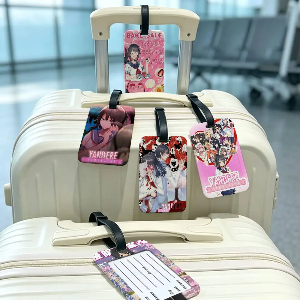 Game Yandere Simulator  Durable PVC Anti lost Baggage Tag With Info Card Lightweight Luggage Identification Label