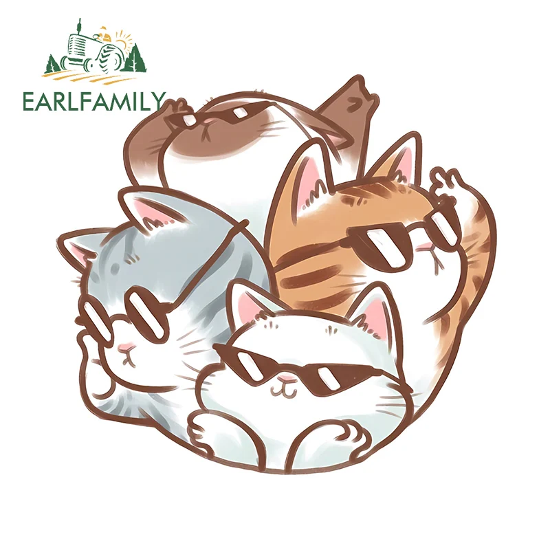 EARLFAMILY adorable kitten peeker design Car Stickers Creative cartoon cat Graffiti Decals Scratch-Proof vinyl Car goods