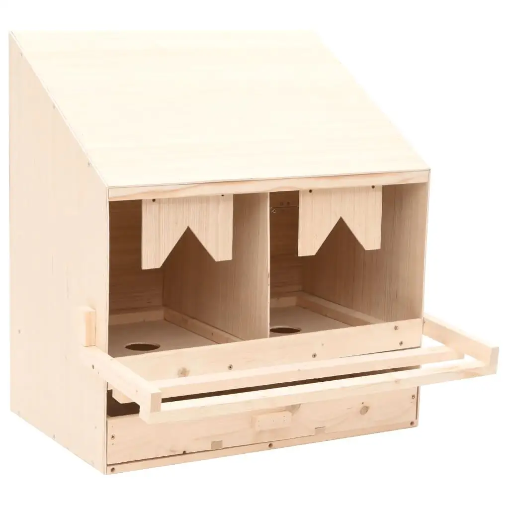 Solid Pine Wood Chicken Laying Nest with 2 Compartments 63x40x65 cm - Durable Hen House for Poultry