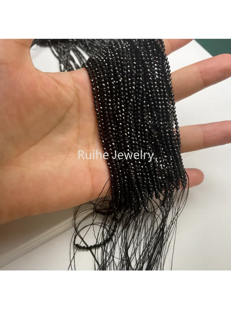 Ruihe Natural Black Spinel Round Beads 2-3.8mm 10-50 Strings As A Lot To Sell for Jewelry Making Charm Diy Woman Jewelry 2023