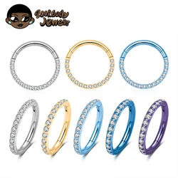 1pcs G23 Titanium Nose Ring 16G 18G 20G Hinged Septum Clicker Segment Ear Tragus Cartilage Helix Daith Lip Body Piercing Jewelry