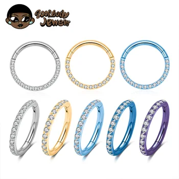 1pcs G23 Titanium Nose Ring 16G 18G 20G Hinged Septum Clicker Segment Ear Tragus…