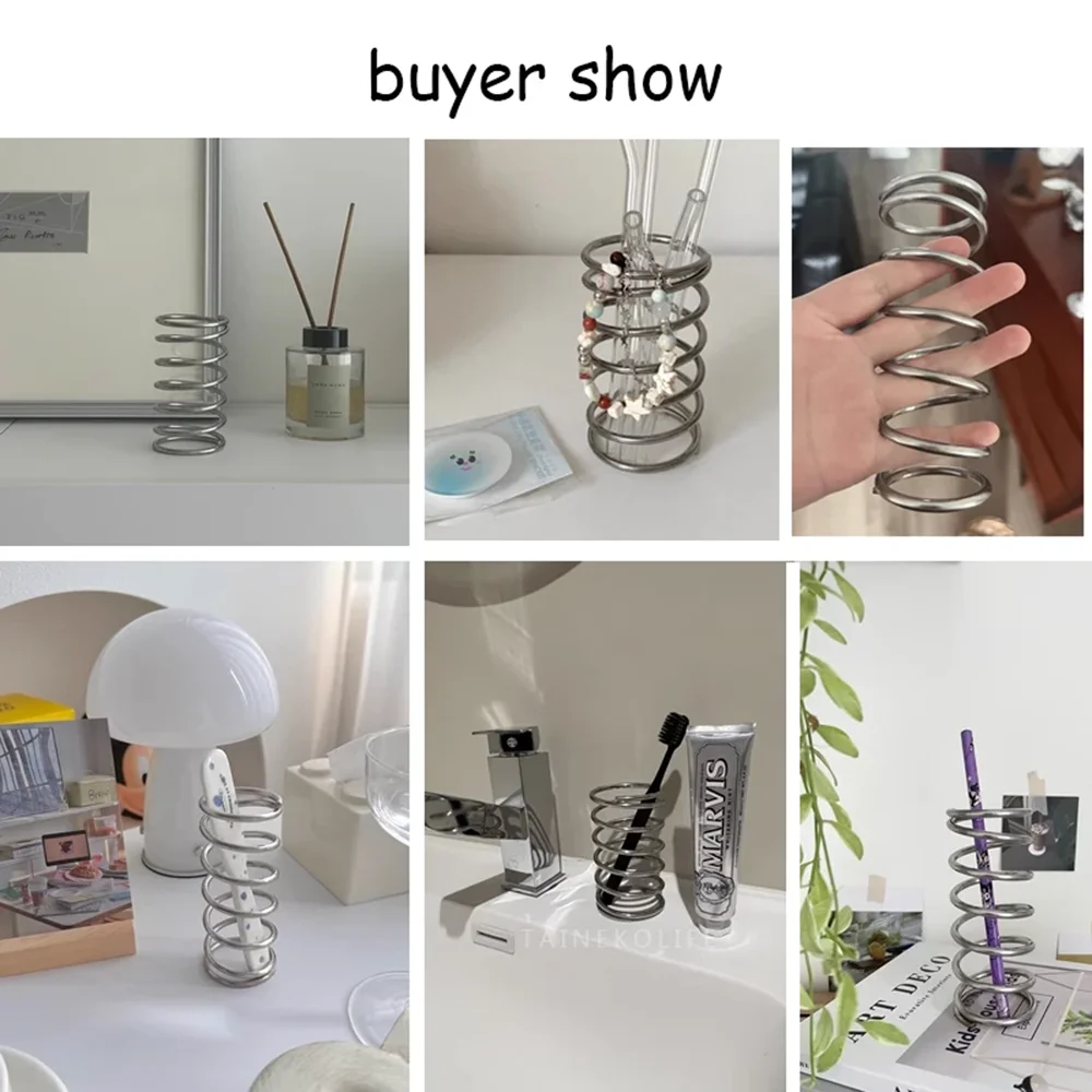 Creative Stainless Steel Metal Toothbrush Holder Rack Bathroom Toothware Toothpaste Makeup Brush Storage Decoration Storage Rack