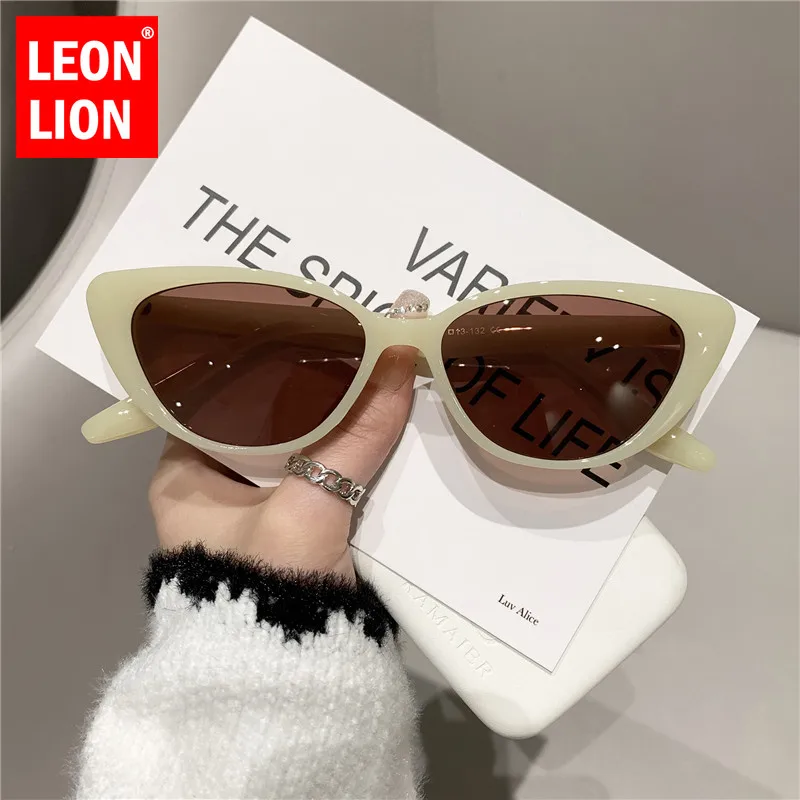 

LeonLion 2023 Small Cateye Sunglasses Women Luxury Brand Glasses Women High Quality Eyewear Women/Men Mirror Gafas De Sol Mujer