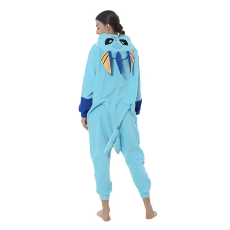 Nuovo 2025 Morbido Pigiama da donna Onesies Vaporeon Kigurumi Pigiama in pile Indumenti da notte con costume cosplay con cappuccio per Halloween Chr *o *
