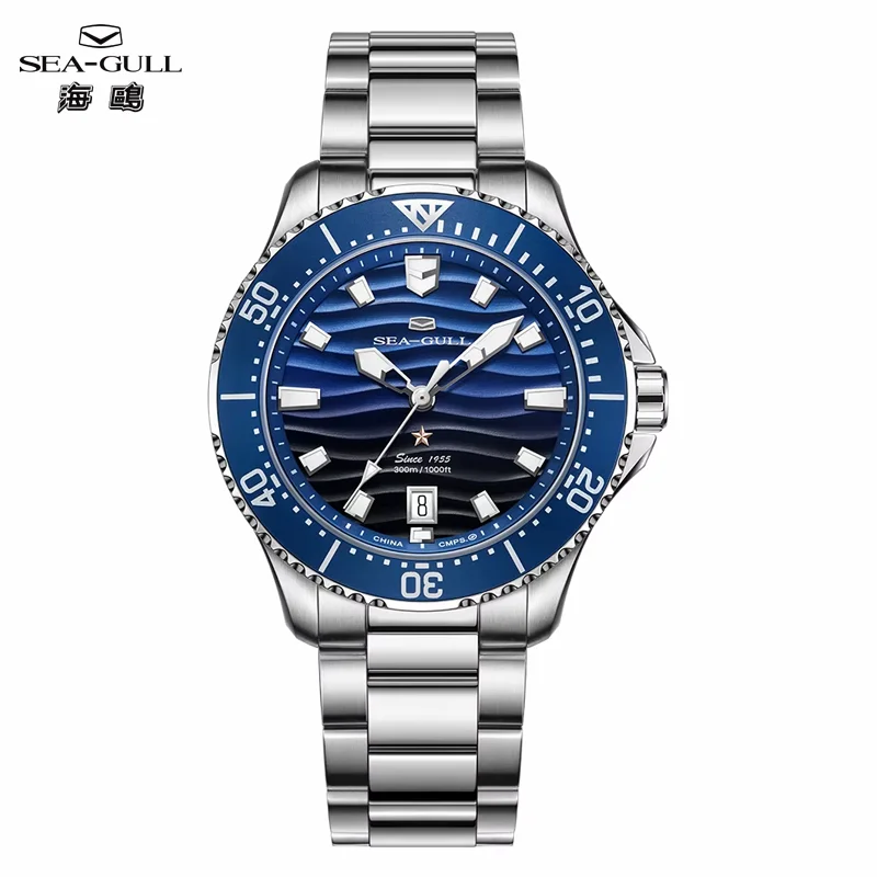 

Seagull Ocean Series 300M Waterproof Men Automatic Mechanical Watch Sea Wave Dial Sports Diving Luminous Calendar 41mm 1218 New