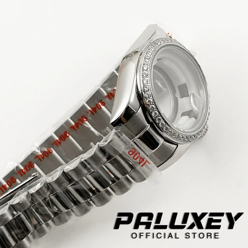 NH05 31MM Waterproof Stainless Steel Diamond Sapphire Glass President Strap Watch Case for Ladies Women Fit NH05 NH06 Movement