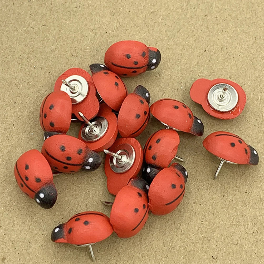 100 قطعة دبابيس ضغط خشبية صغيرة لطيف الخنفساء شكل دبابيس الزخرفية ل لوحة الرغوة خريطة بمناسبة لوحة الإعلانات ديكور غرفة مكتب المنزل #5