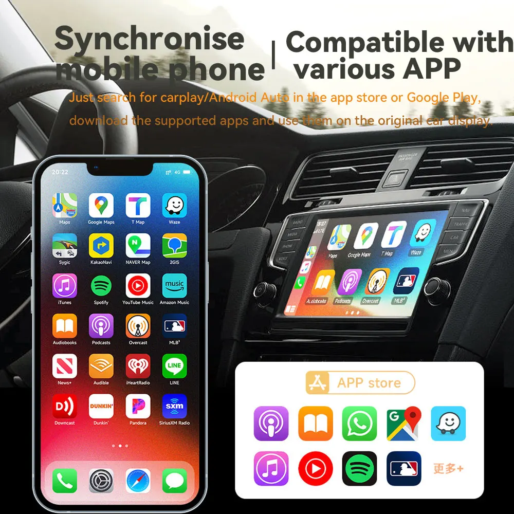 VR Robot 2 IN 1 Wireless Carplay Adapter Wired to Wireless Car Android Auto Plug & Play Smart USB Dongle Support Split-screen