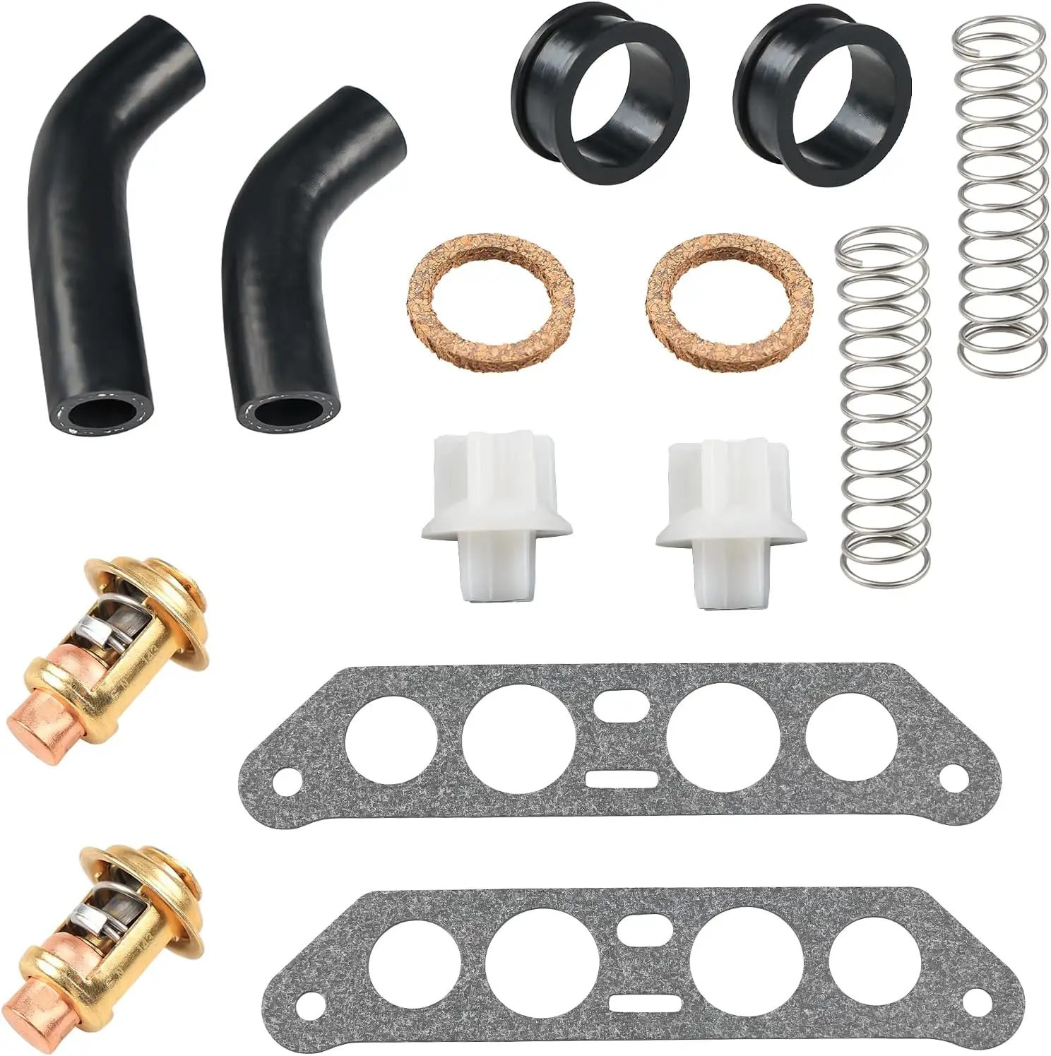 Marine Thermostat Kit Assembly OE#18-3673 With Hoses Replacement For Johnson Evinrude V4 Crossflow 85/88/90/100/115/140 HP Boat