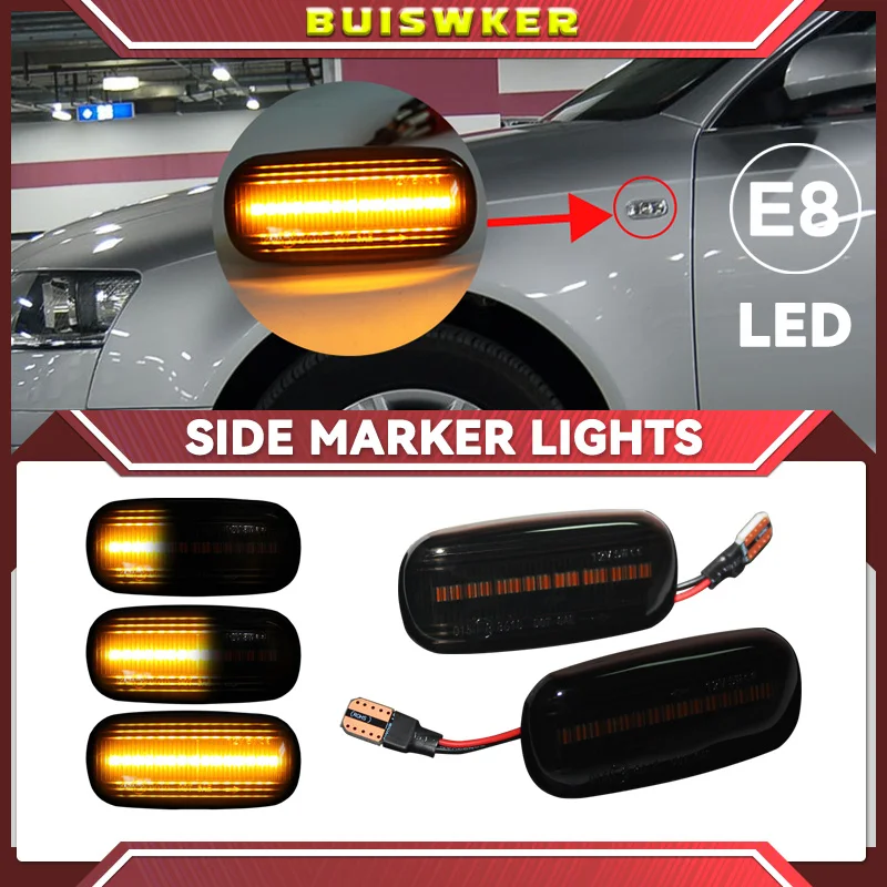 2x luz LED repetidora de indicador lateral Canbus para Audi A3 S3 8P A4 S4 RS4 B6 B7 B8 A6 S6 RS6 C5 C7 C6 05-08