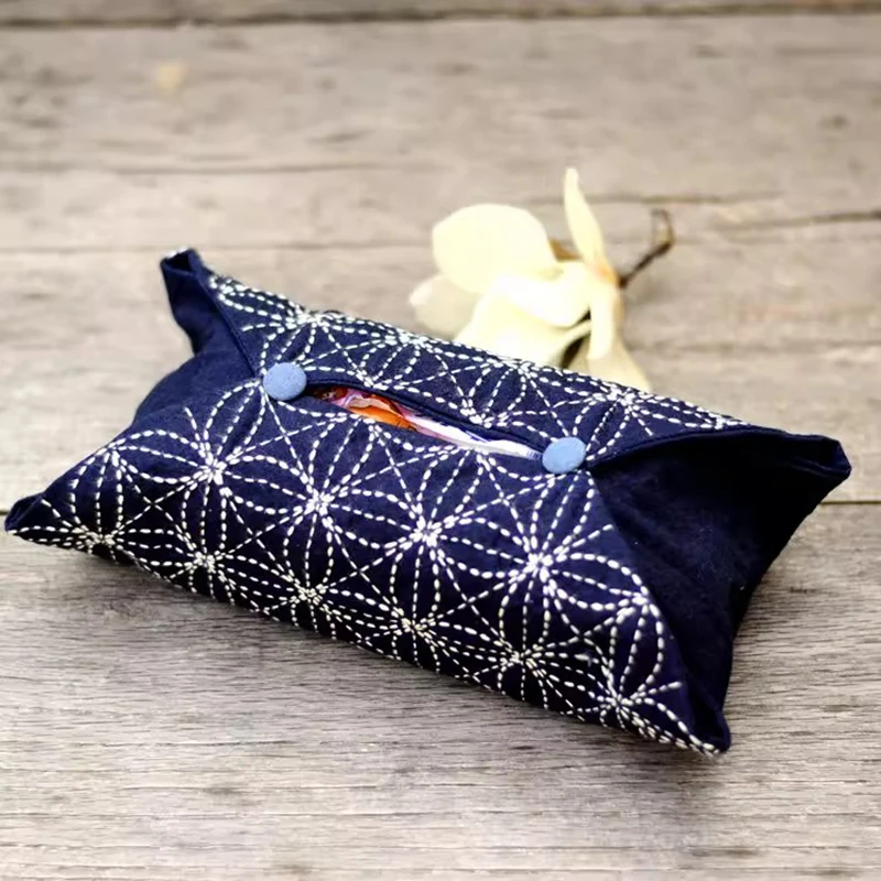 

Sashiko Tissue Box Cover DIY Kit, Embroidery Sewing Craft Supplies for Beginners Adults