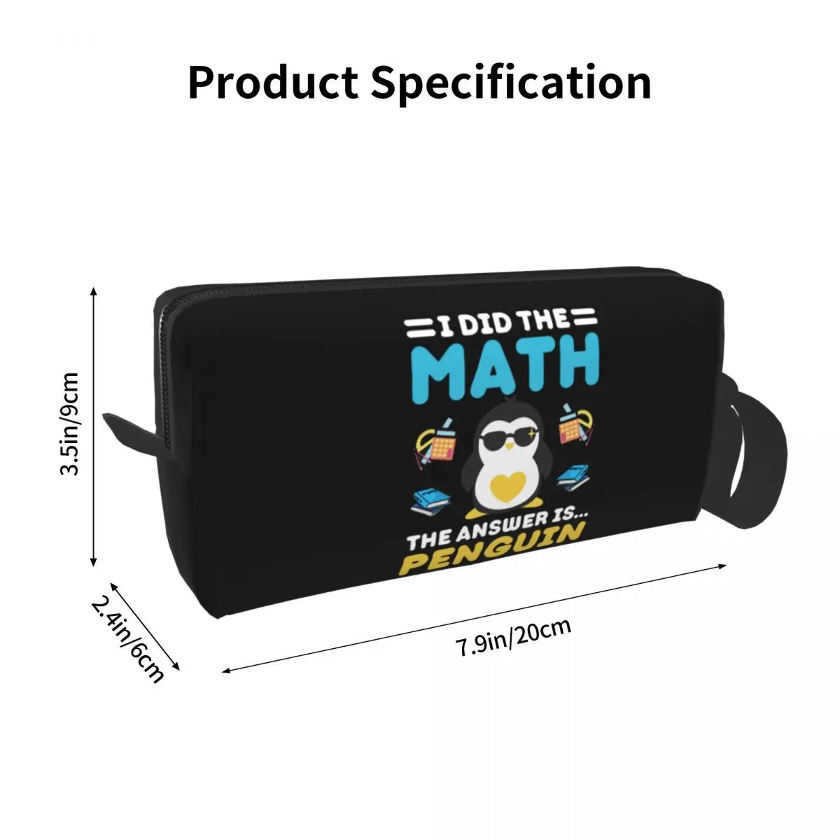 I Did The Math The Answer Is Penguin Funny Mathematician Makeup Bag Cosmetic Organizer Toiletry Cosmetic Bag for Women Beauty