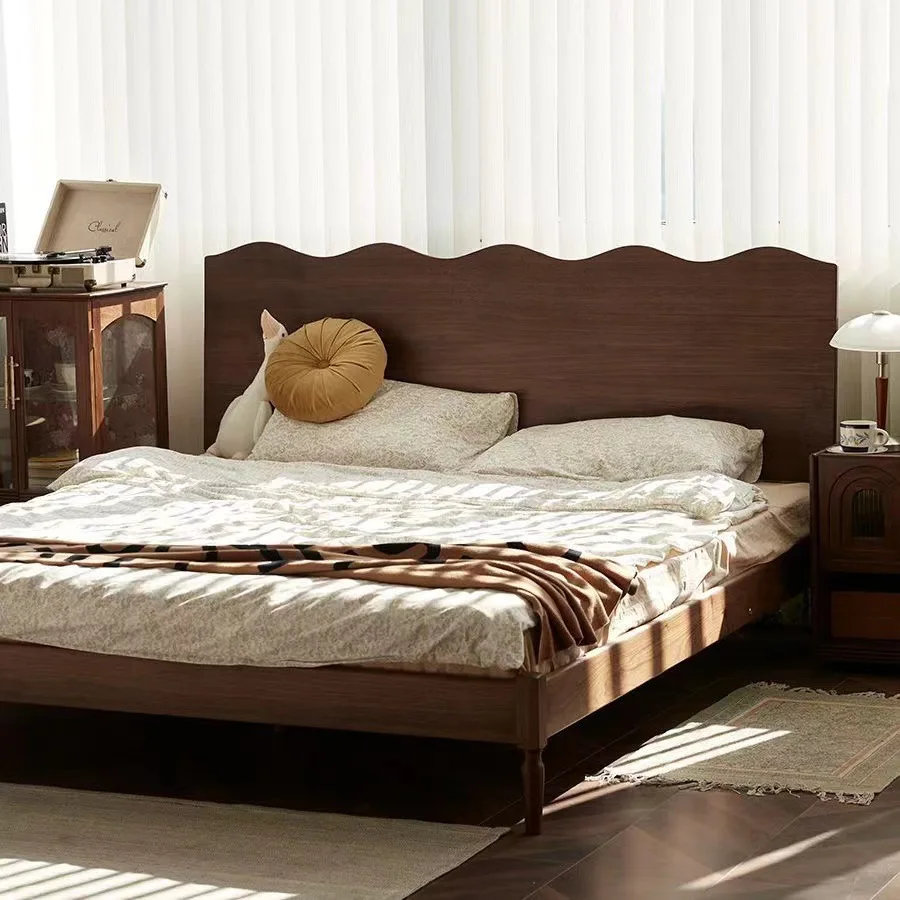 

Customizable Nordic Double Full Solid Wood Master Bedroom Home Modern Simple Light Luxury Teen Bed