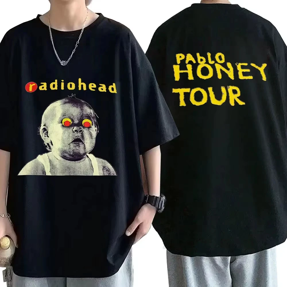 Vintage Rock Band Radiohead T Shirt Men Cotton T-shirts Hip Hop The Bends Music Album Print Tee Shirt Oversize Top