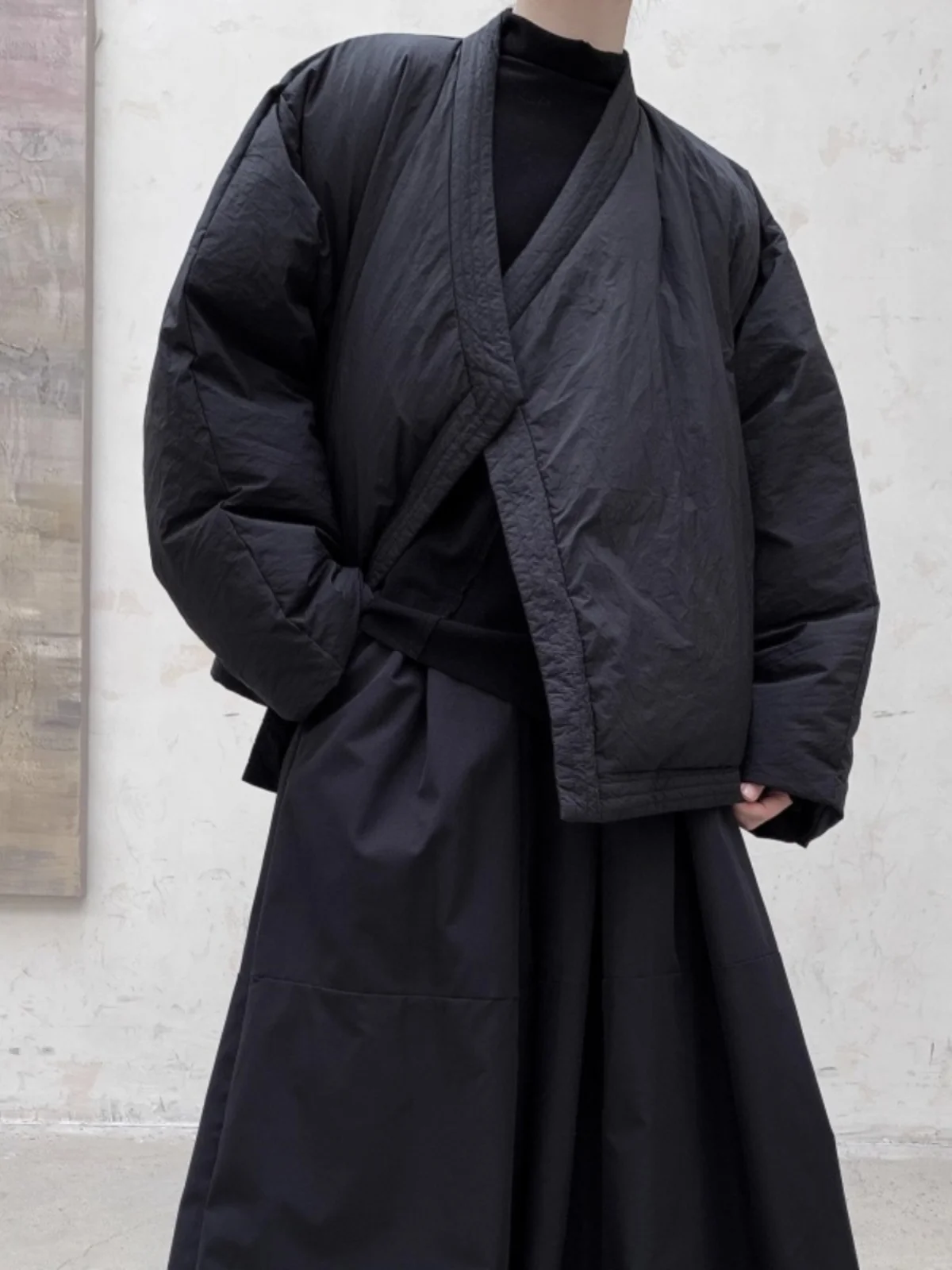 

Loose Thiened Batwing Sve down Jaet Women's Autumn Winter Warmth Street Sle V-ne ort Length Faionable Coat