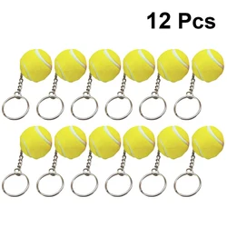 12Pcs Mini Tennis Ball Keychain Key Cell Phone Ornament Tennis Souvenir