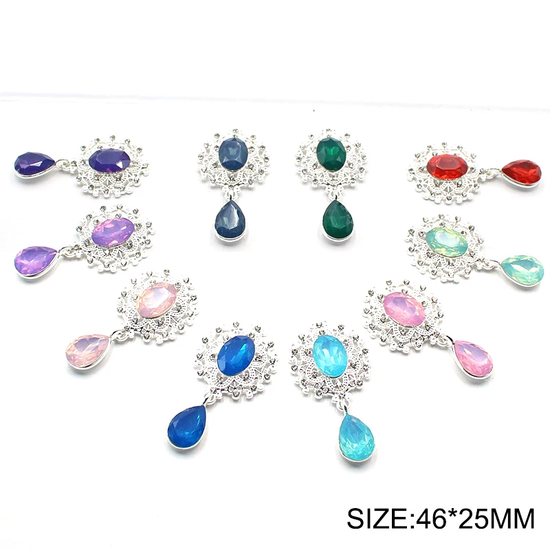 5Pcs 25*46MM Alloy Resin Rhinestone DIY Pendant Used For Wedding Dress, Hair, Wine Bottle And Invitation Decoration Accessories