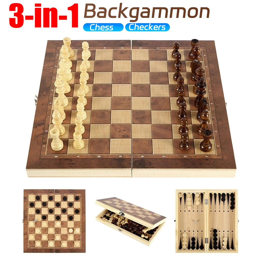 Magnetic Wooden Folding Chess Set Felted Game Board 24cm*12cm Interior Storage Adult Kids Gift Family Game Chess Board