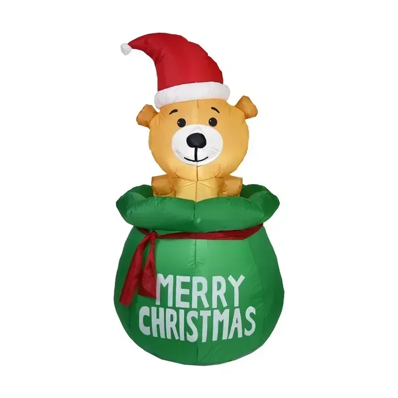 

1.5M Cute Bear Christmas Inflatables Indoor Outdoor LED Light Blow Up Yard Decorations for Garden Lawn Xmas Holiday Party Decor