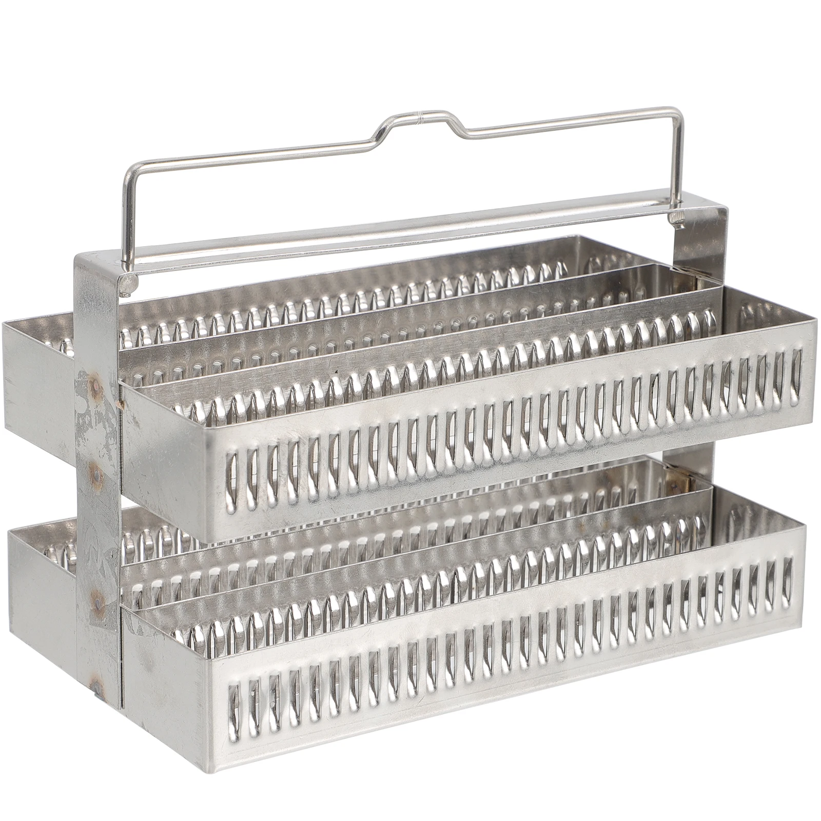 

Stainless Steel Glass Slides Rack 60 Positions Staining Microscope Accessories Slide Holder Lightweight Laboratory Tool Storage