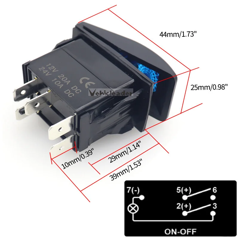 1 stücke 12 V 24 V Auto Boot Caravan Rocker Schalter Wasserdicht Rocker Schalter Dual Blaue LED Licht Bar rocker Reverse Hinten Licht Schalter – Detail 8