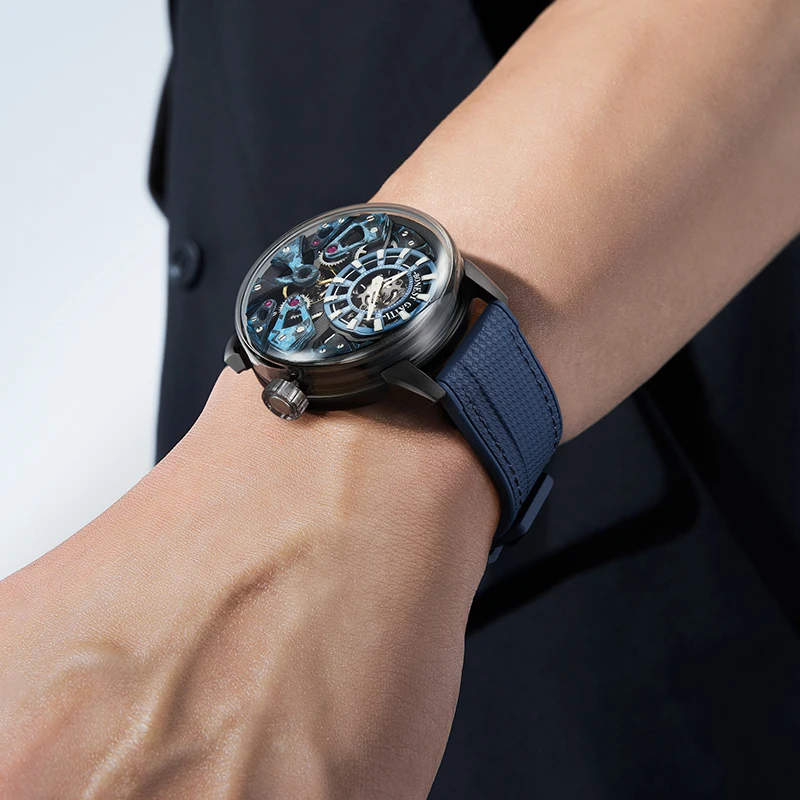 BONEST GATTI Men Automatic Watch Mechanical Wristwatch Stainless Steel Case Luminous Sapphire Glass Rubber Strap Watch