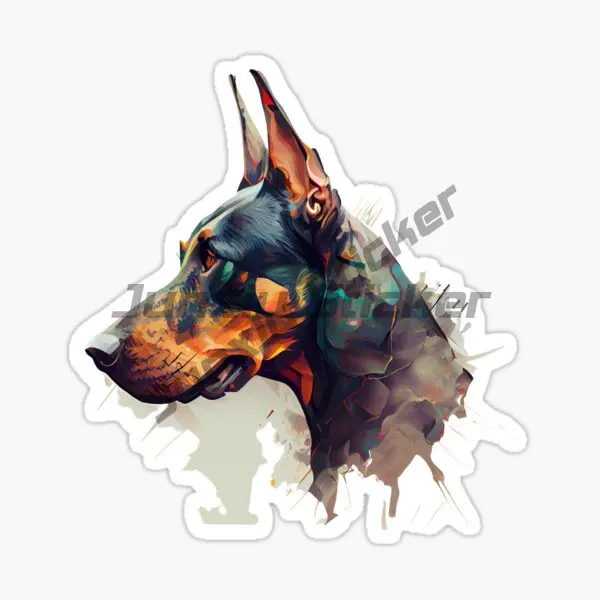 Doberman Dog Pets Creative Sticker Motorcycle Window Truck Camper Van Bicycle Car Wall Door Glass Helmet PVC Decal Customizable