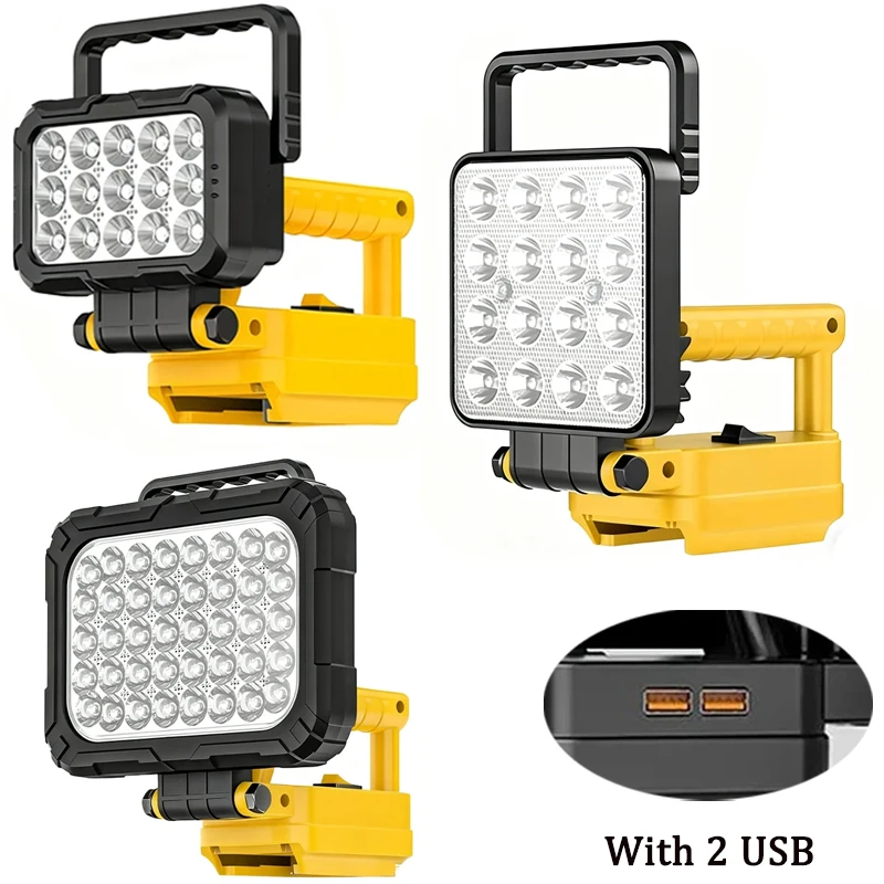3/4/5/8 inch LED Work Light Lantern Spotlight For Dewalt 20V Lithium Battery Outdoor Flashlight Camping Lamp Emergency Lighting