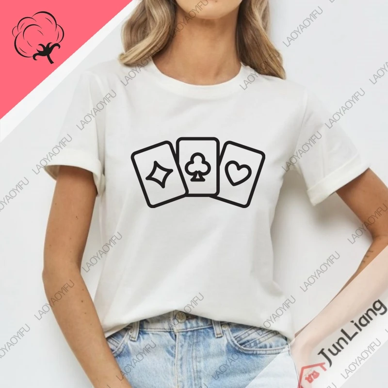 Queen Of Spades Print Men's Clothing 100% Cotton Mens Clothes Streetwear Funny T Shirts Women's T-shirt Short Sleeve Tee Y2k