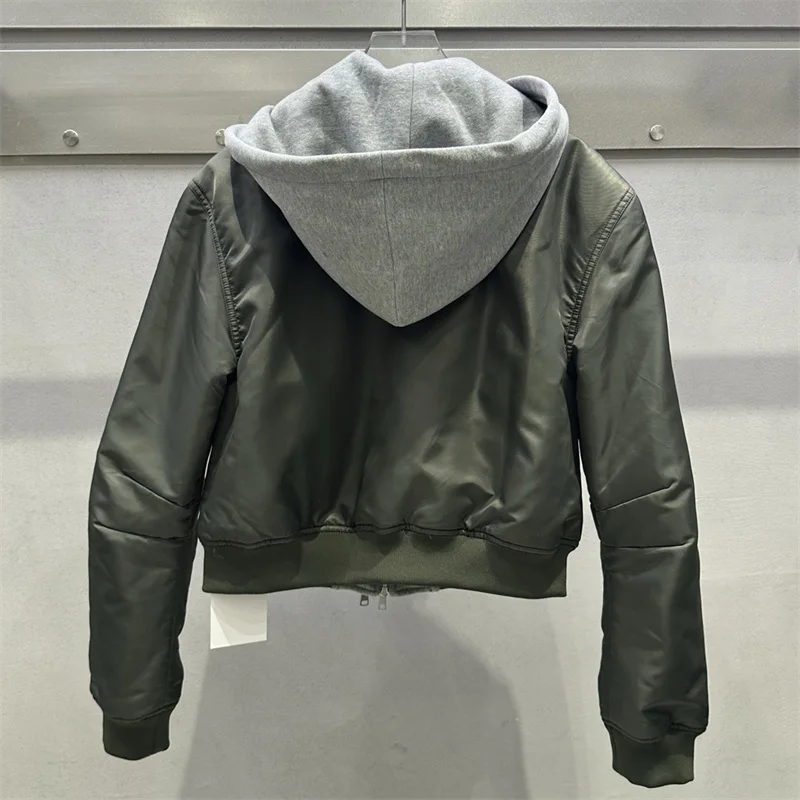 women's winter jacket 2026 new color blocked patchwork hooded women's padded jacket Short slim fit women's coat women's parka