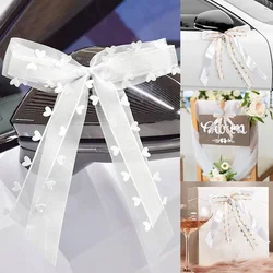 10/20pcs White Ribbon Bows Wedding Bowknots Ribbon DIY Gift Wrap Satin Ribbon Wedding Car Chair Vase Guest Favors Decoration