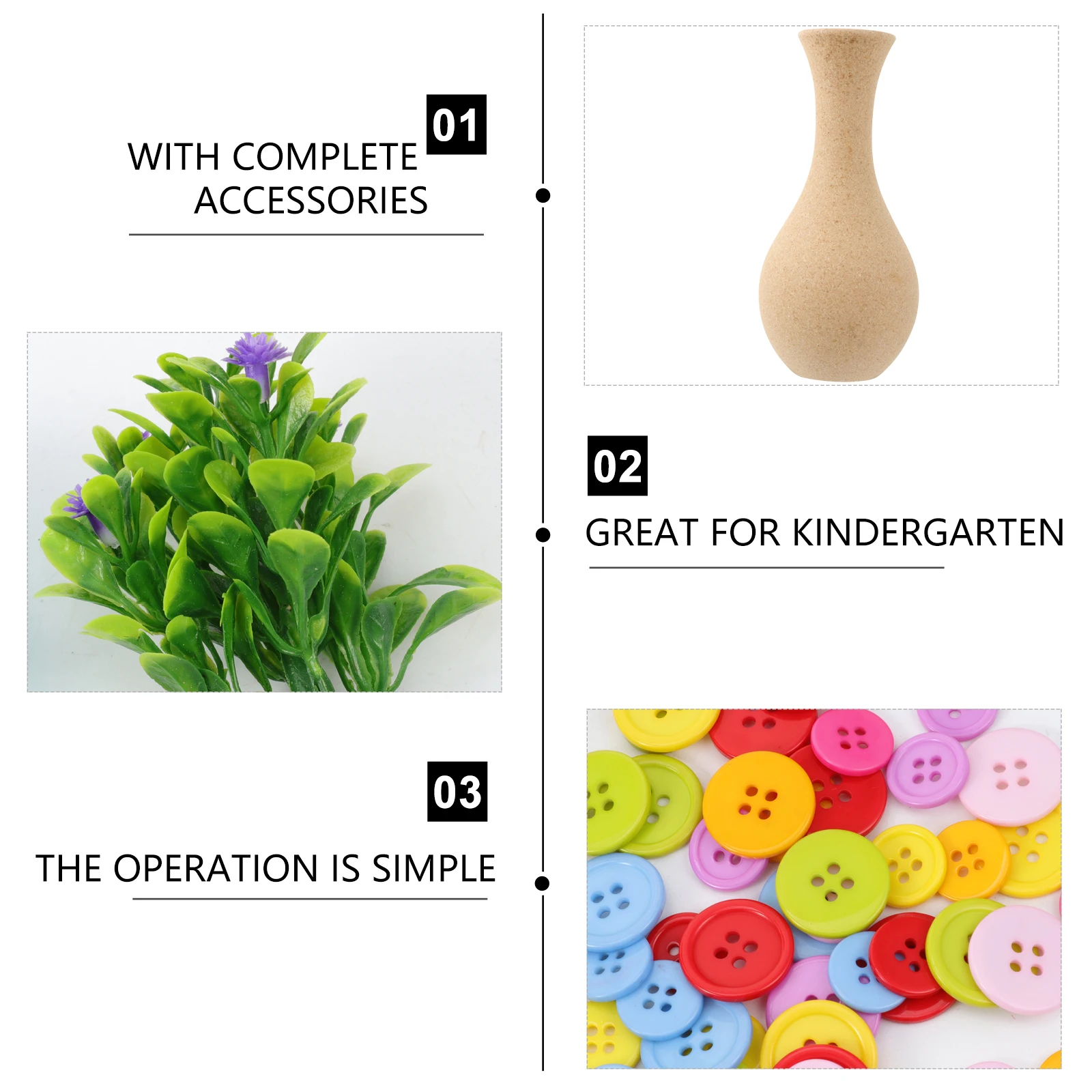 

2Sets Kids Handmade Flower Vase Craft Kit DIY Art Project Safe Materials Home Decor Gift Flower Vase Craft Kit