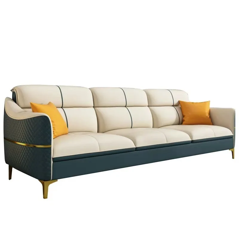 Lekki luksus nowoczesny mały apartament salon skórzana sofa włoska prosta skórzana kombinacja prosta kukurydza