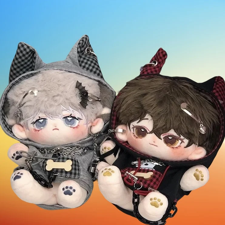 

20cm Doll Clothes Milk Cute Hooded Plaid Hoodie Cotton Doll Clothes Fat Body Can Be Worn Fans Children Dolls for Casual Game