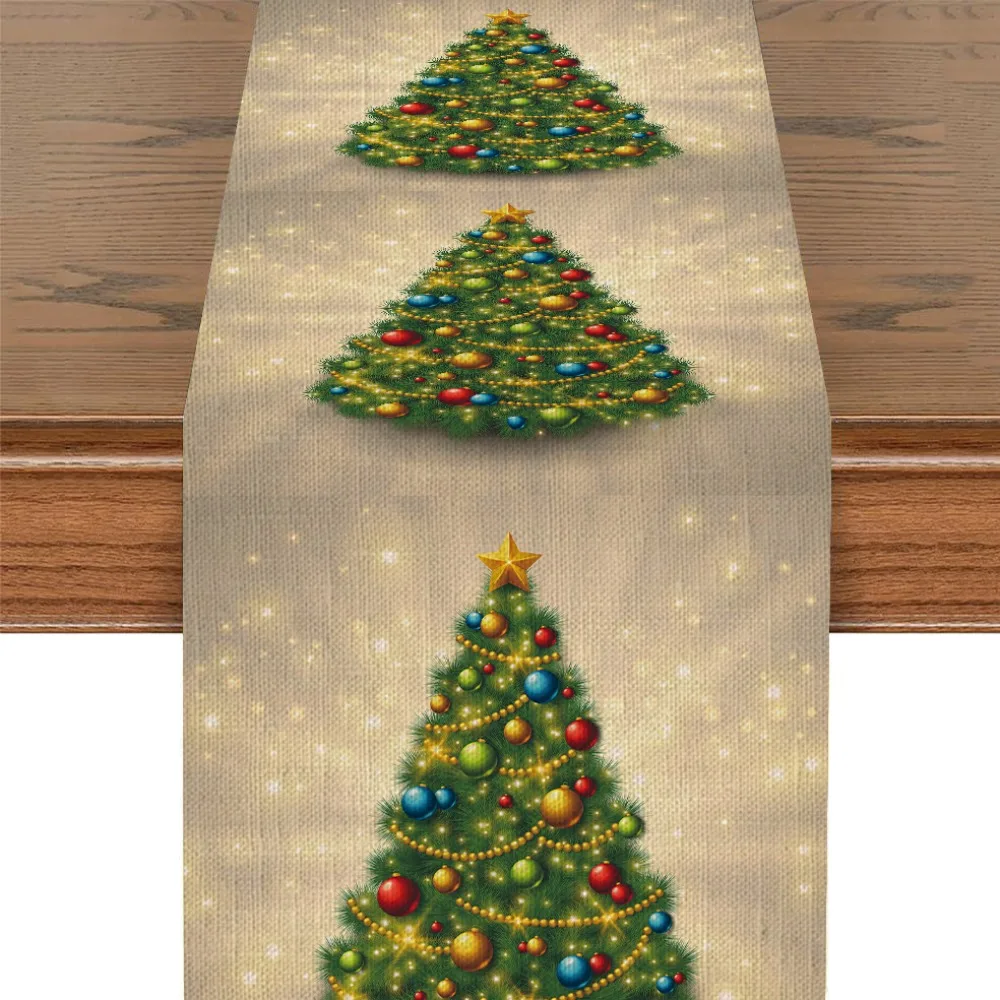 جديد ثلاثية الأبعاد الطباعة الرقمية عيد الميلاد الجدول العلم الكتان طاولة القهوة مفرش المائدة الإبداعية الكرتون شجرة عيد الميلاد مفرش طاولة