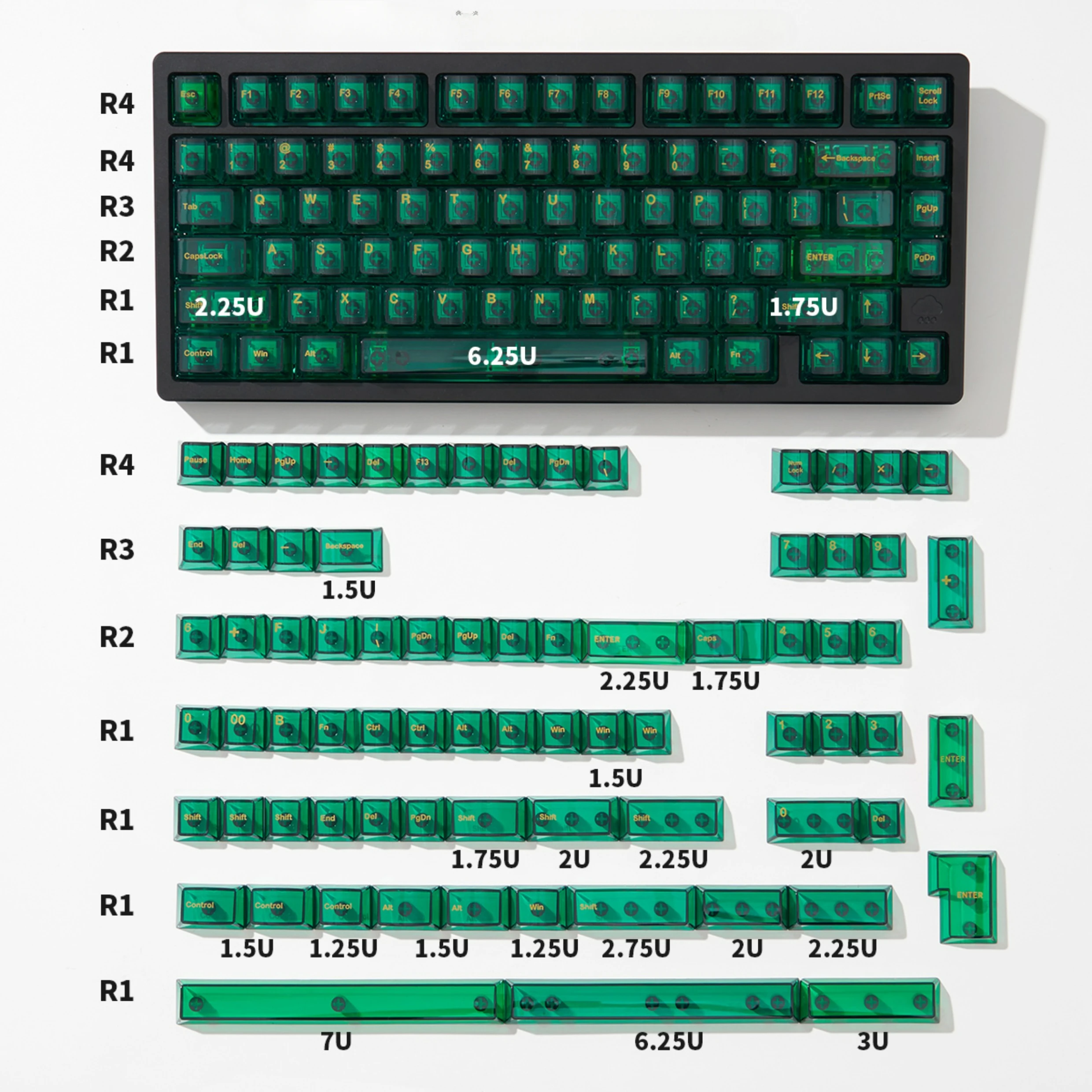 Imagem -06 - Transparente pc Ice Keycap Grupo Perfil Cereja Verde Cristal Impressão uv Interruptor mx Faça Você Mesmo 60 65 85 157 Chaves por Conjunto Rosa