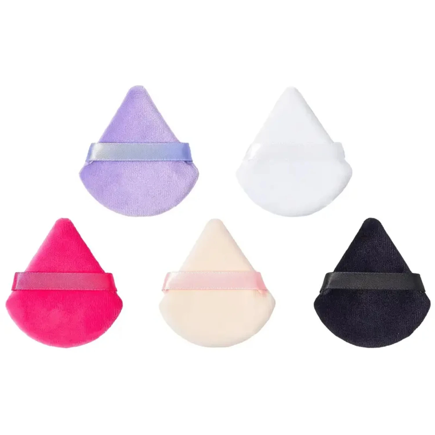 Soft Multi-color Set of 5 Fan-shaped Powder Puffs - All Shapes Makeup Kit Designed