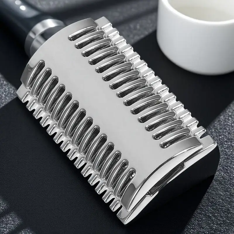Metal Shaving Razor Head Replacement Extra Thick Zinc Alloy Double Open Comb for Most Safety Razor Handles Bright Silver